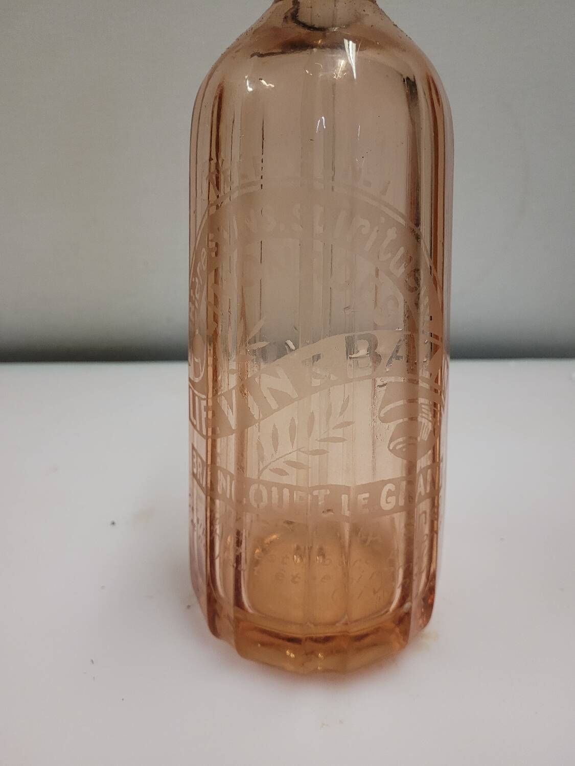 Old Siphon Selzt water bottle with marking
