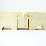 Pair elephant bookends travertine Fratelli Mannelli, 1970s