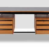 Desk in oak and lacquered metal 1970s