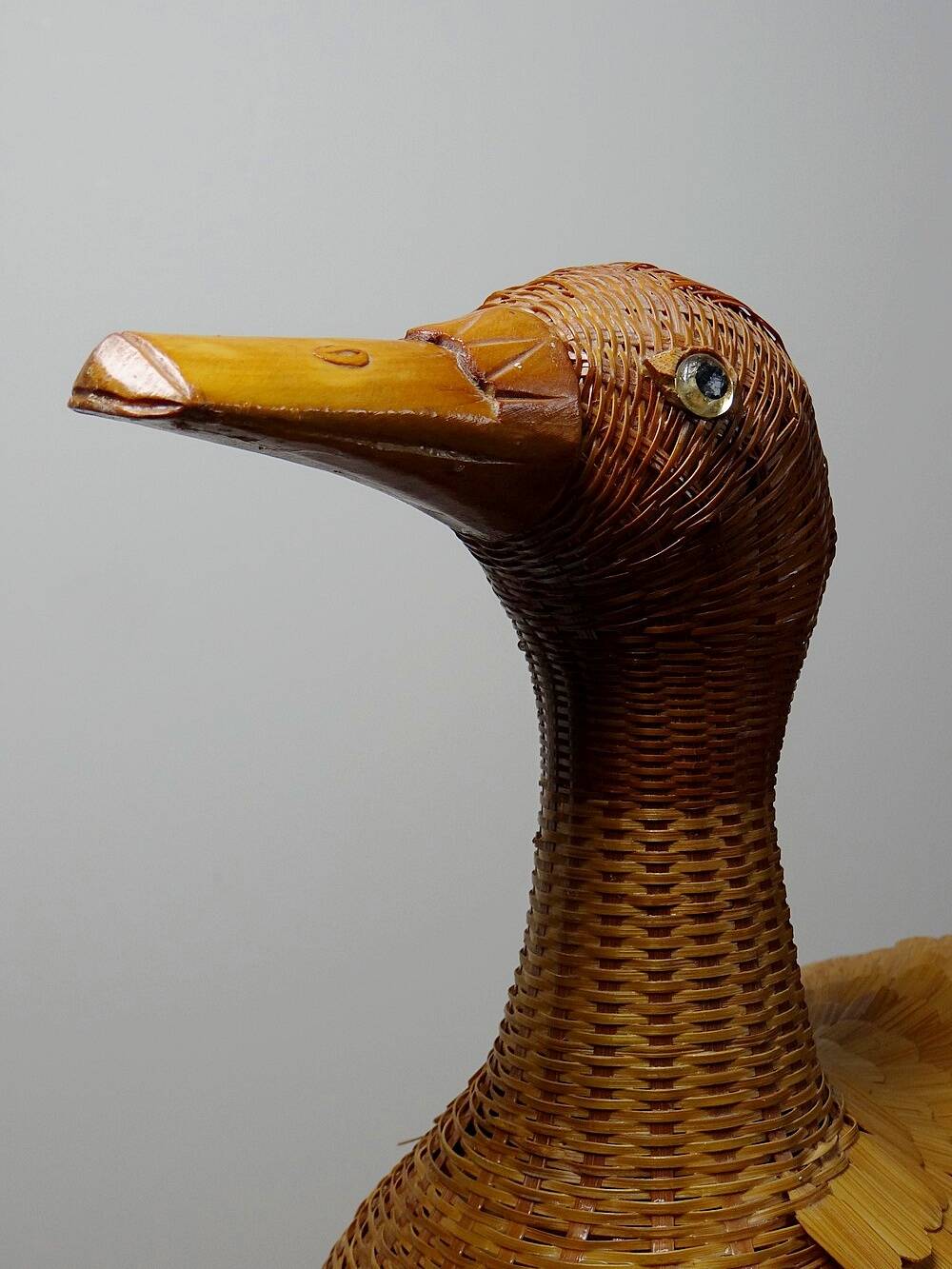 Large bamboo duck box, woven rattan, vintage Shanghai Handicrafts China