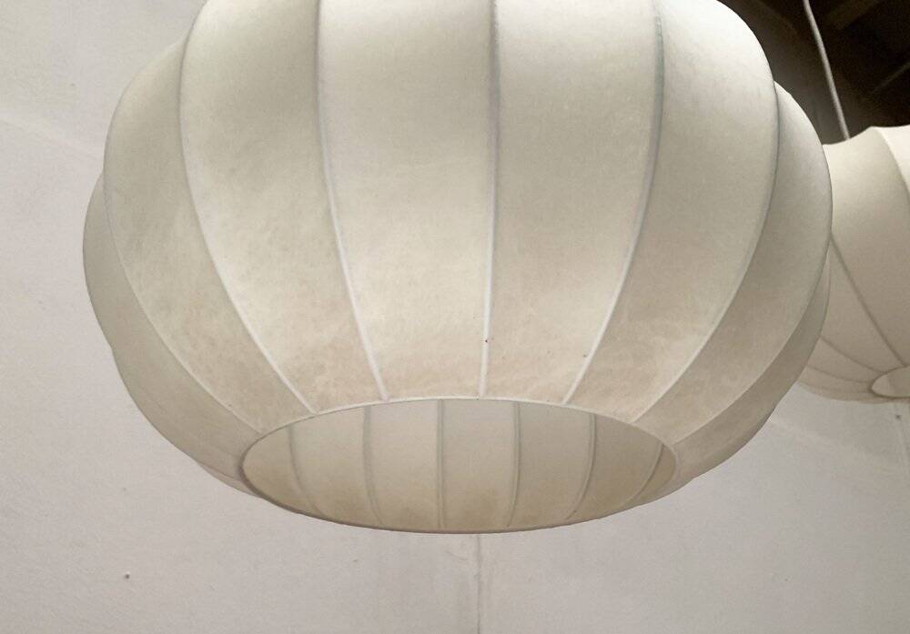 German mid-century cocoon pendant lamps by Friedel Wauer for Goldkant Leuchten, 1960s, set of 2.