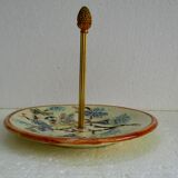 Presentation plate, barbotine and gilded brass
