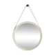 Jacques Adnet original cream leather mirror from around 1940.