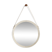 Jacques Adnet miroir cuir crème original vers 1940