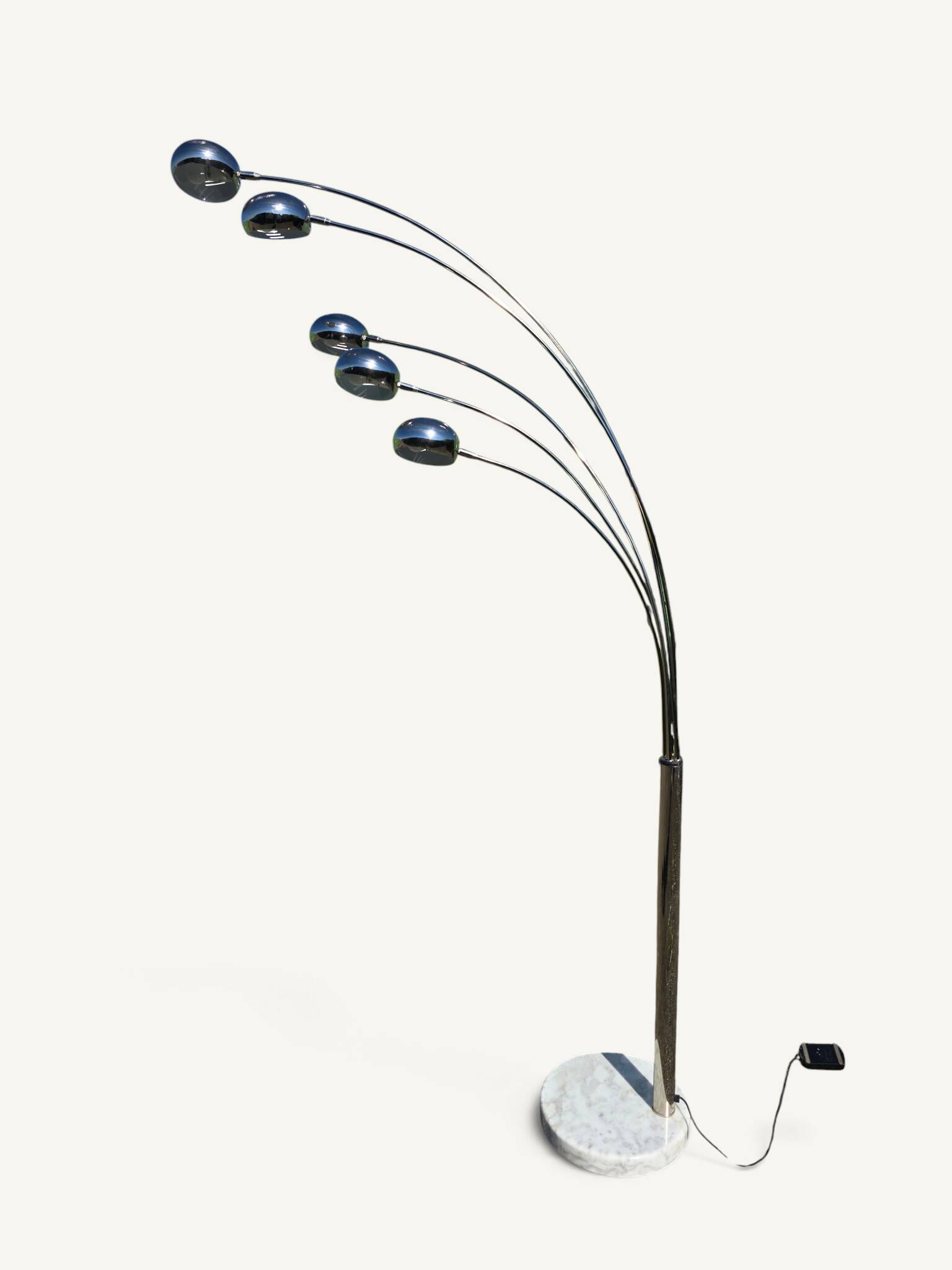 Vintage floor lamp with five chrome arms and a marble base.