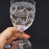 5 Anciens Verres A Vin / Porto En Cristal Gravé Baccarat ? 1900
