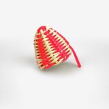 Multicolored glass bottle and braided scoubidou