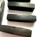 6 porte-couteaux bois et métal argenté ciselé