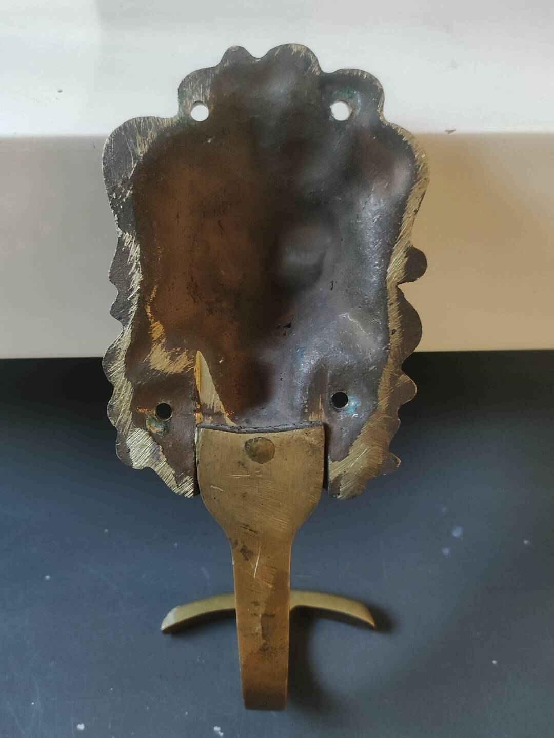 Art Deco Lion Head Wall Coat Rack/Hook. In gilded bronze/19cm