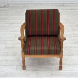 1970s, Danish armchair, green furniture wool, solid oak wood.
