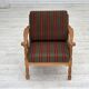 Fauteuil danois des années 1970, revêtement en laine verte, bois de chêne massif.