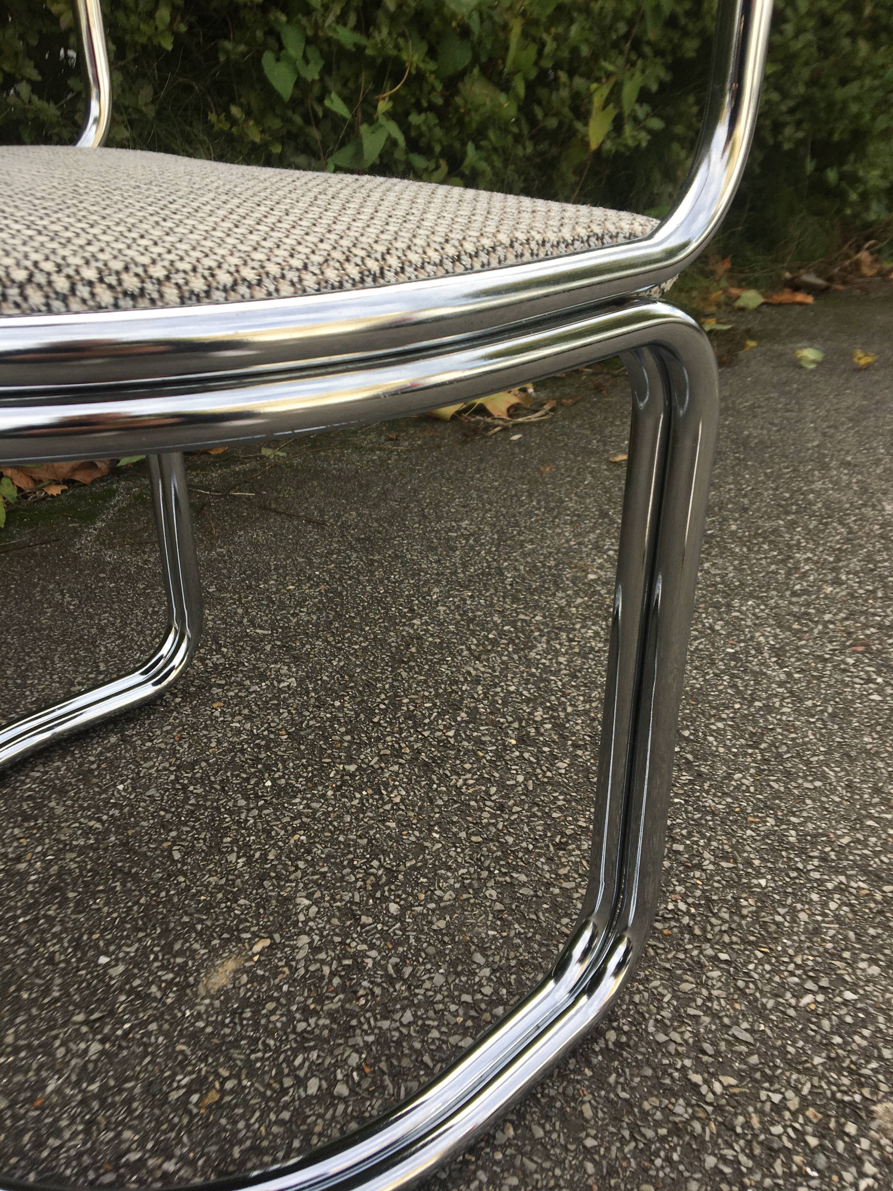 Chrome steel tube chair and fabric, 1970s