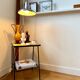 Metal bedside table, scoubidou and chrome lamp
