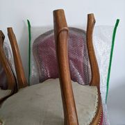 Set of Louis XV Cabriolet Chairs – Carved Wood & Bordeaux Leather