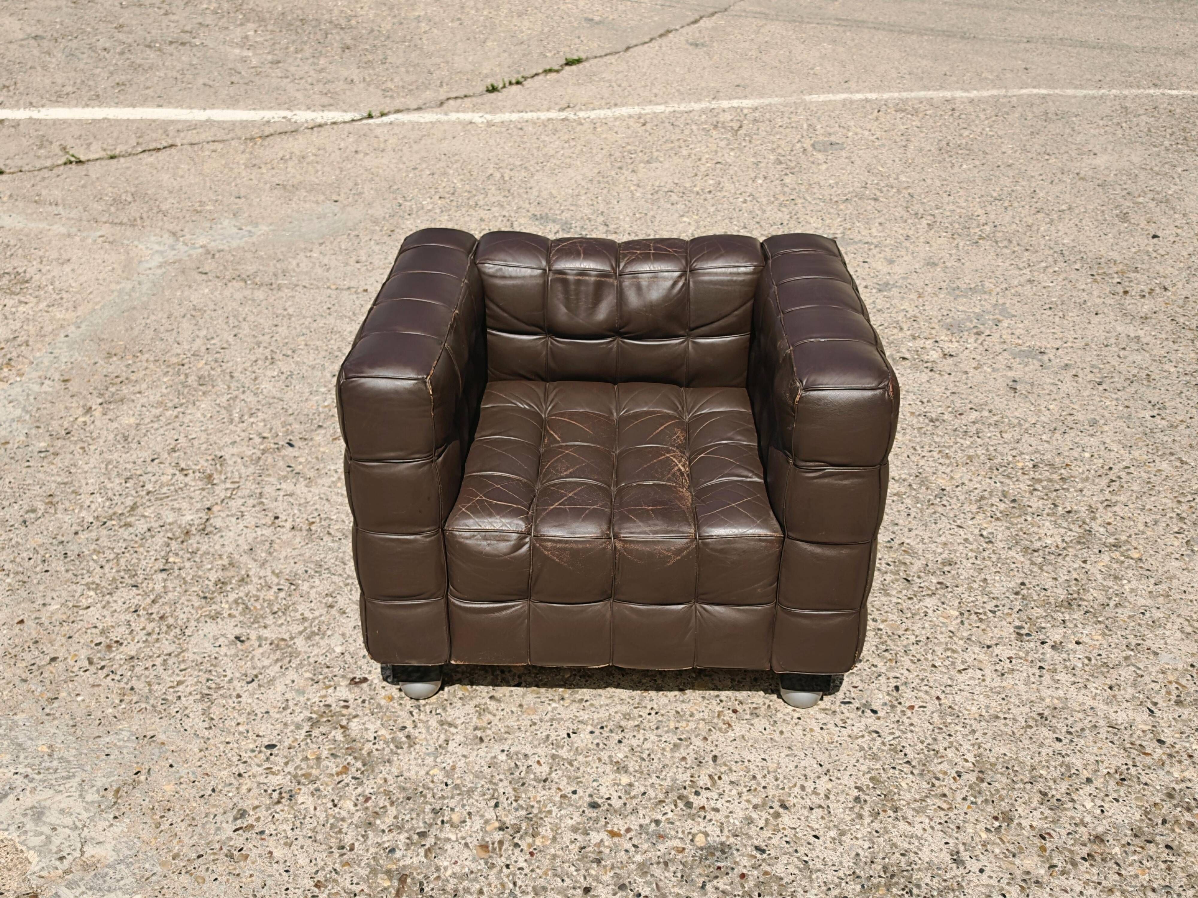 Fauteuil Vienna Secession Kubus par Josef Hoffmann, fabriqué par Wittmann