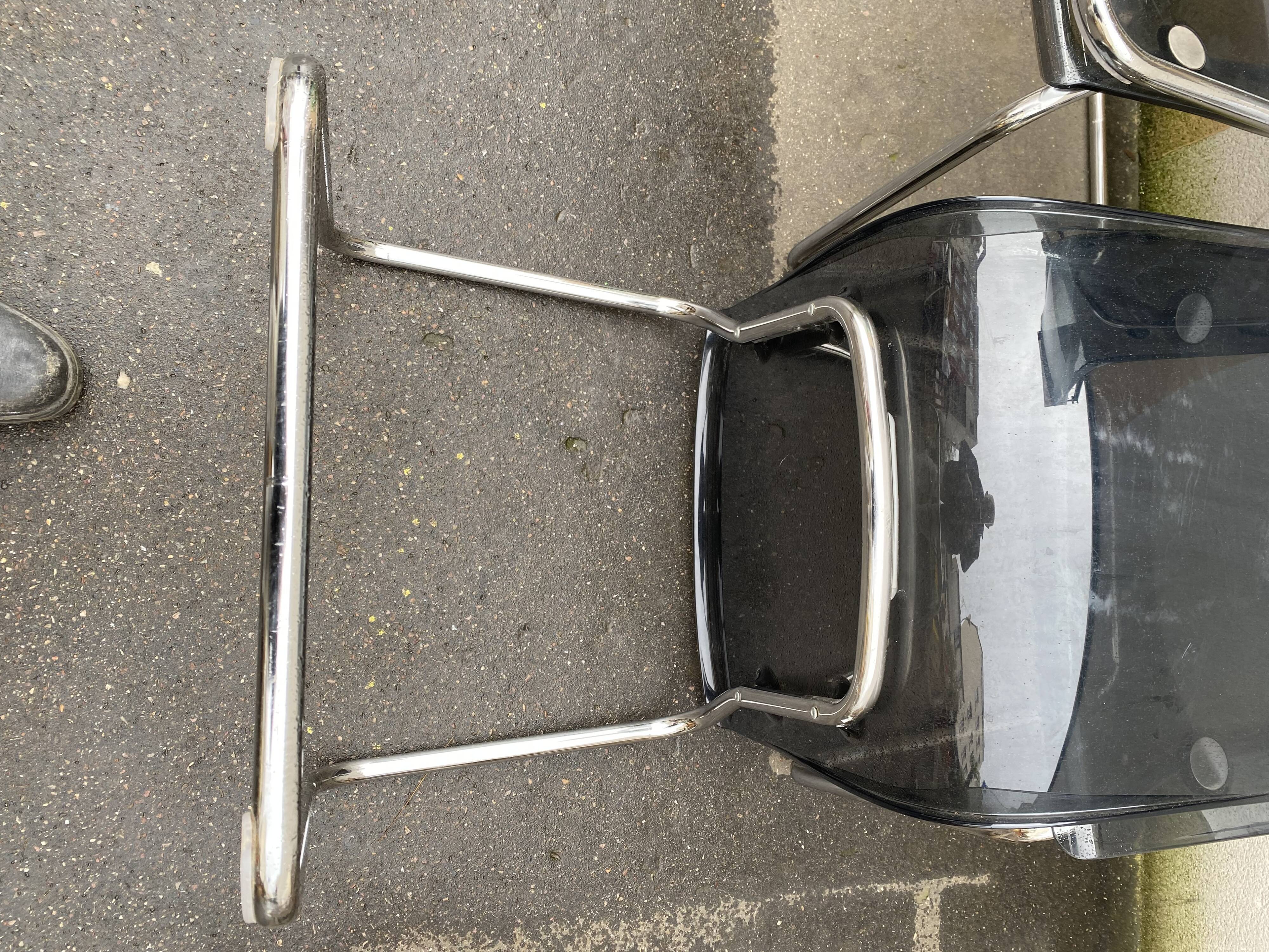 Set of 4 vintage chrome metal and plexiglass chairs