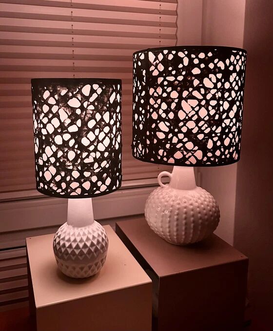 Lampe vase du milieu du siècle avec abat-jour japonais