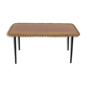 1970s Coffe Table with Rattan edge, France