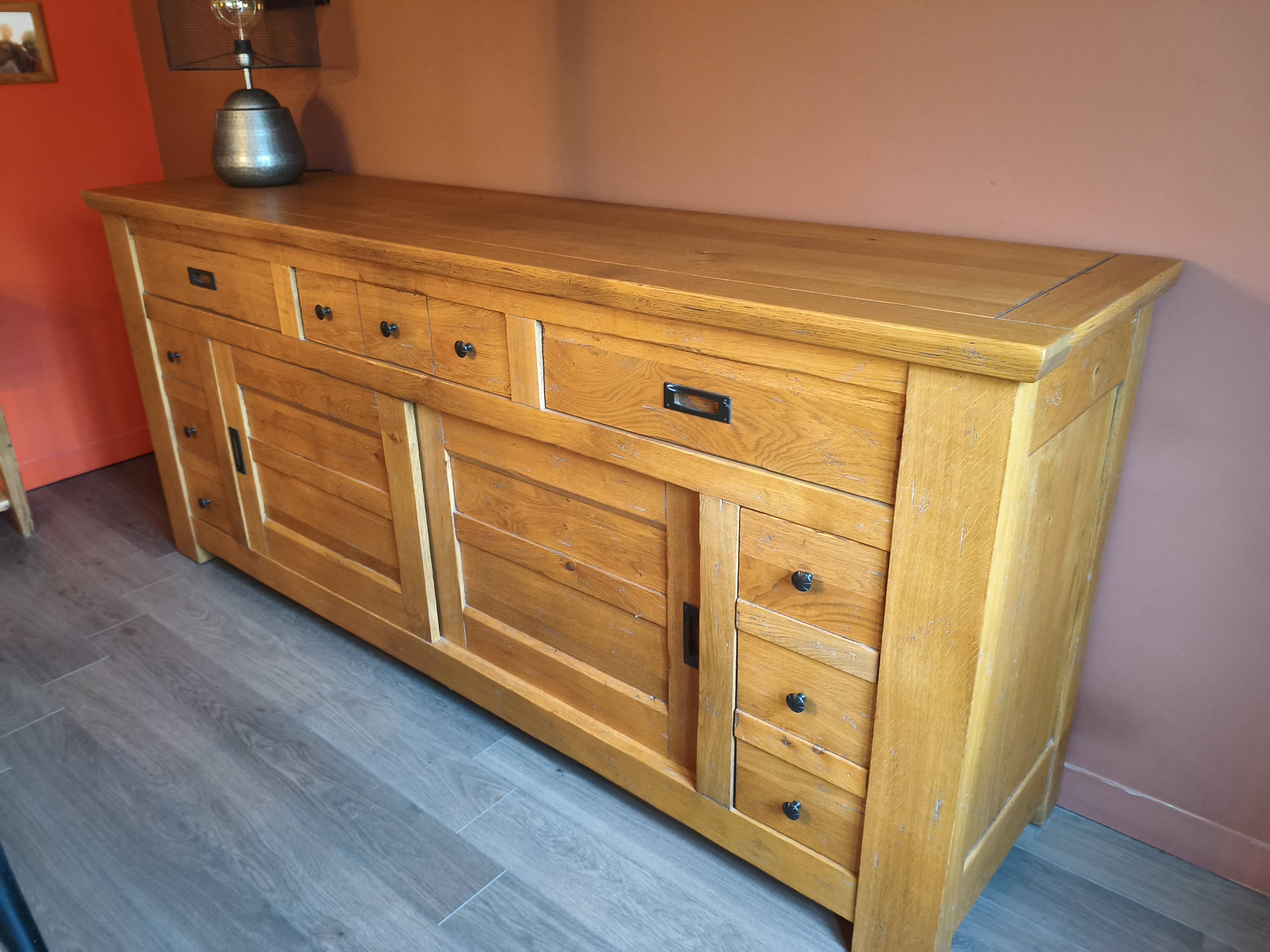 Solid oak sideboard, ideal for farmhouses or country homes, thick wood