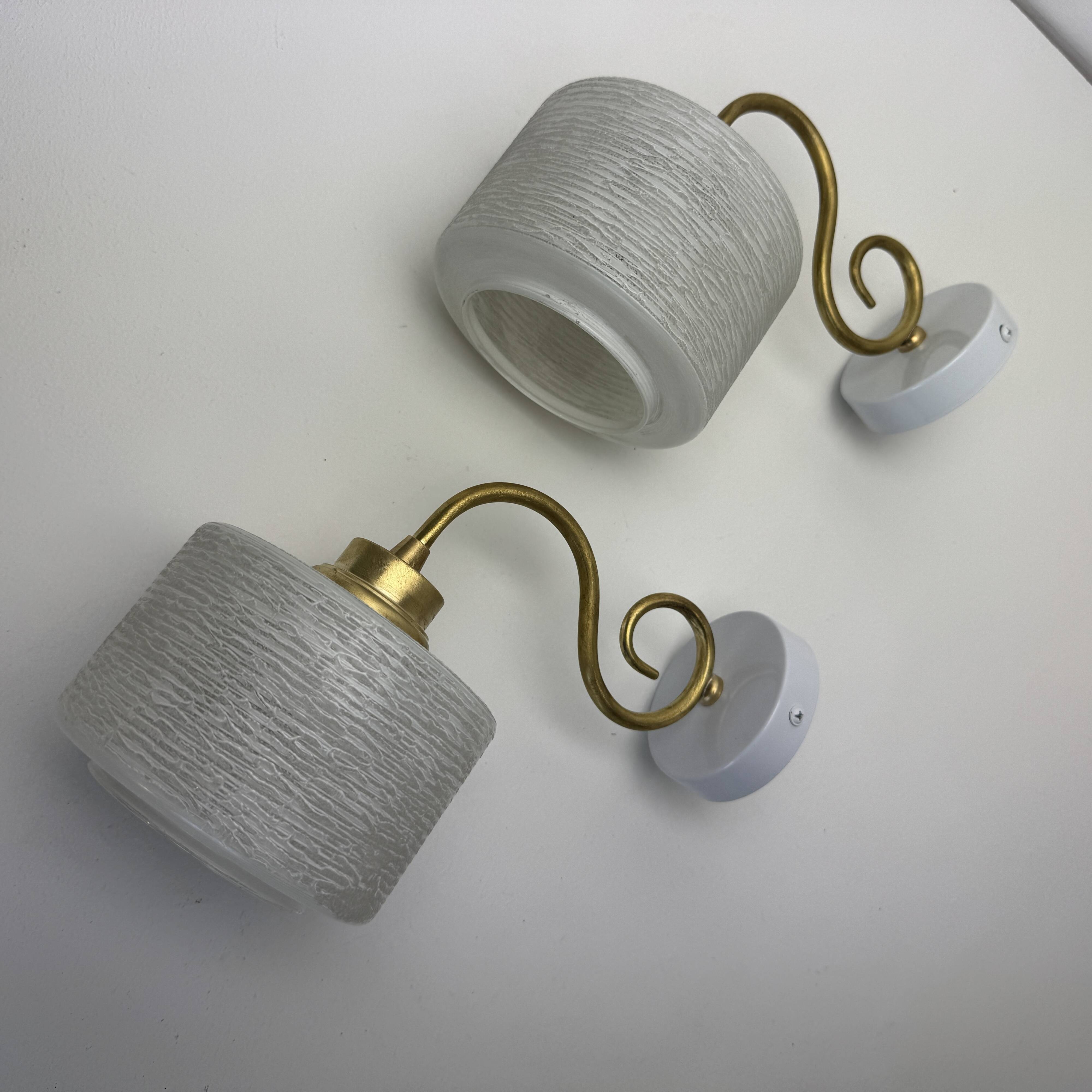 Pair of vintage granite glass wall lights