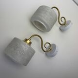 Pair of vintage granite glass wall lights