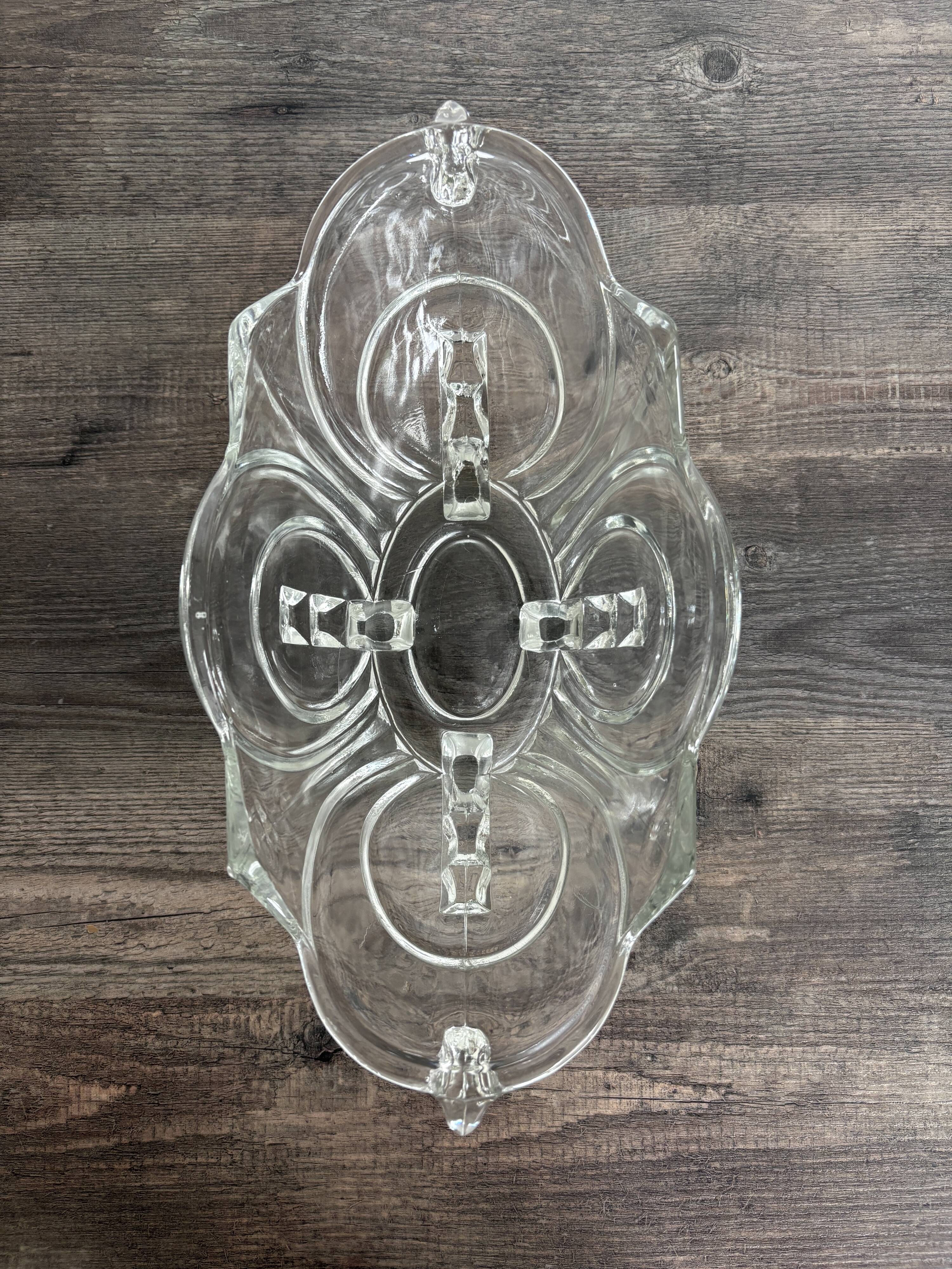 Vintage molded pressed glass bowl on foot