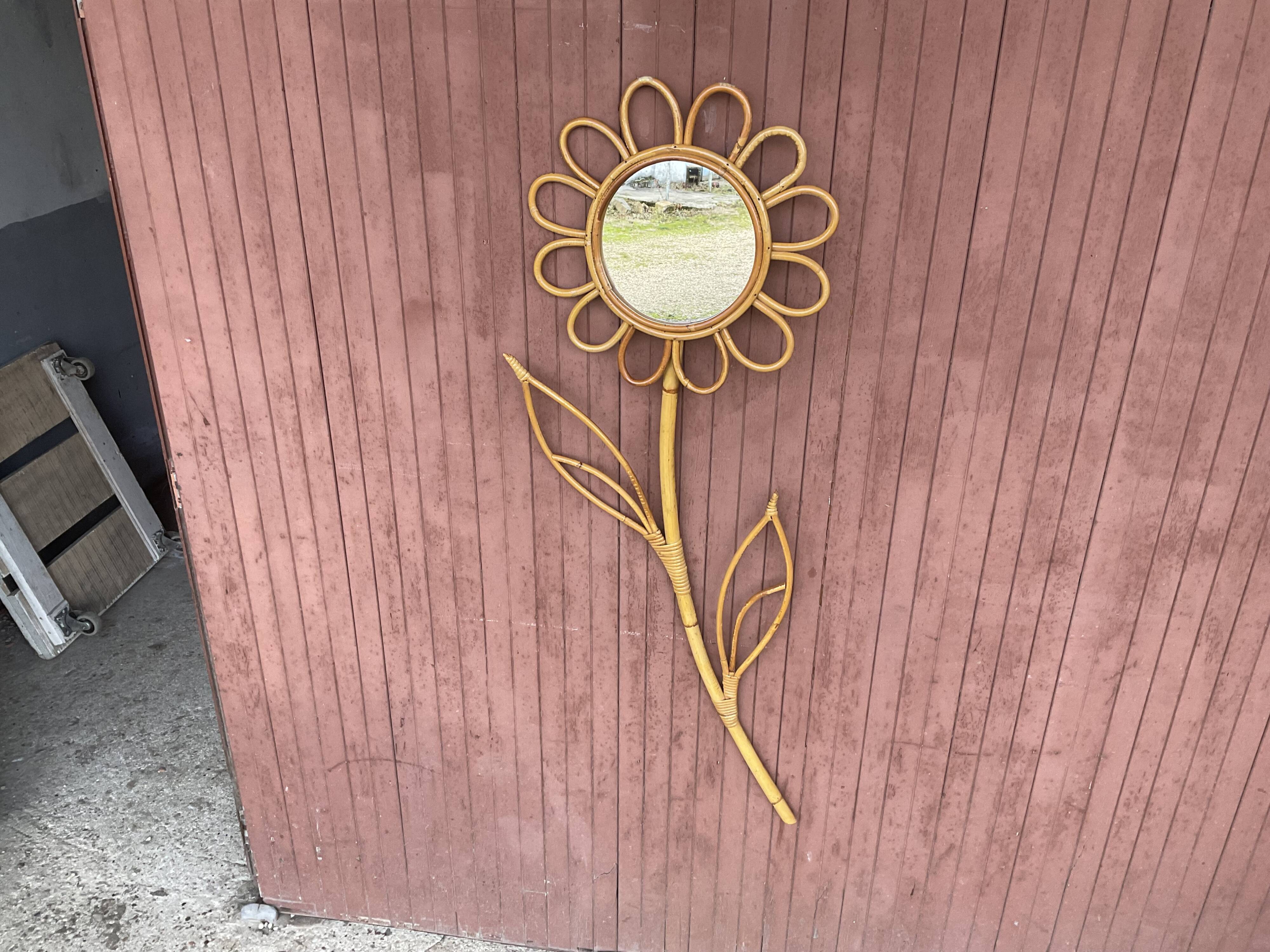 Vintage rattan mirror