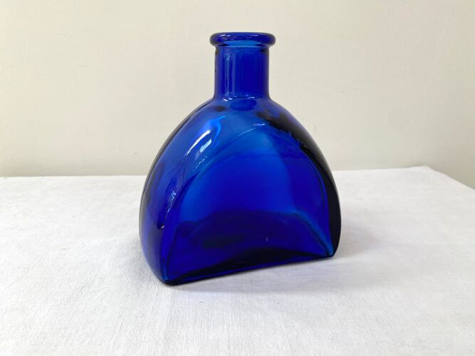 Vase vintage en verre bleu cobalt