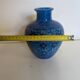 Vintage Italian vase in blue glazed ceramic, relief decoration.