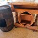 Bar with 4 stools and a barrel