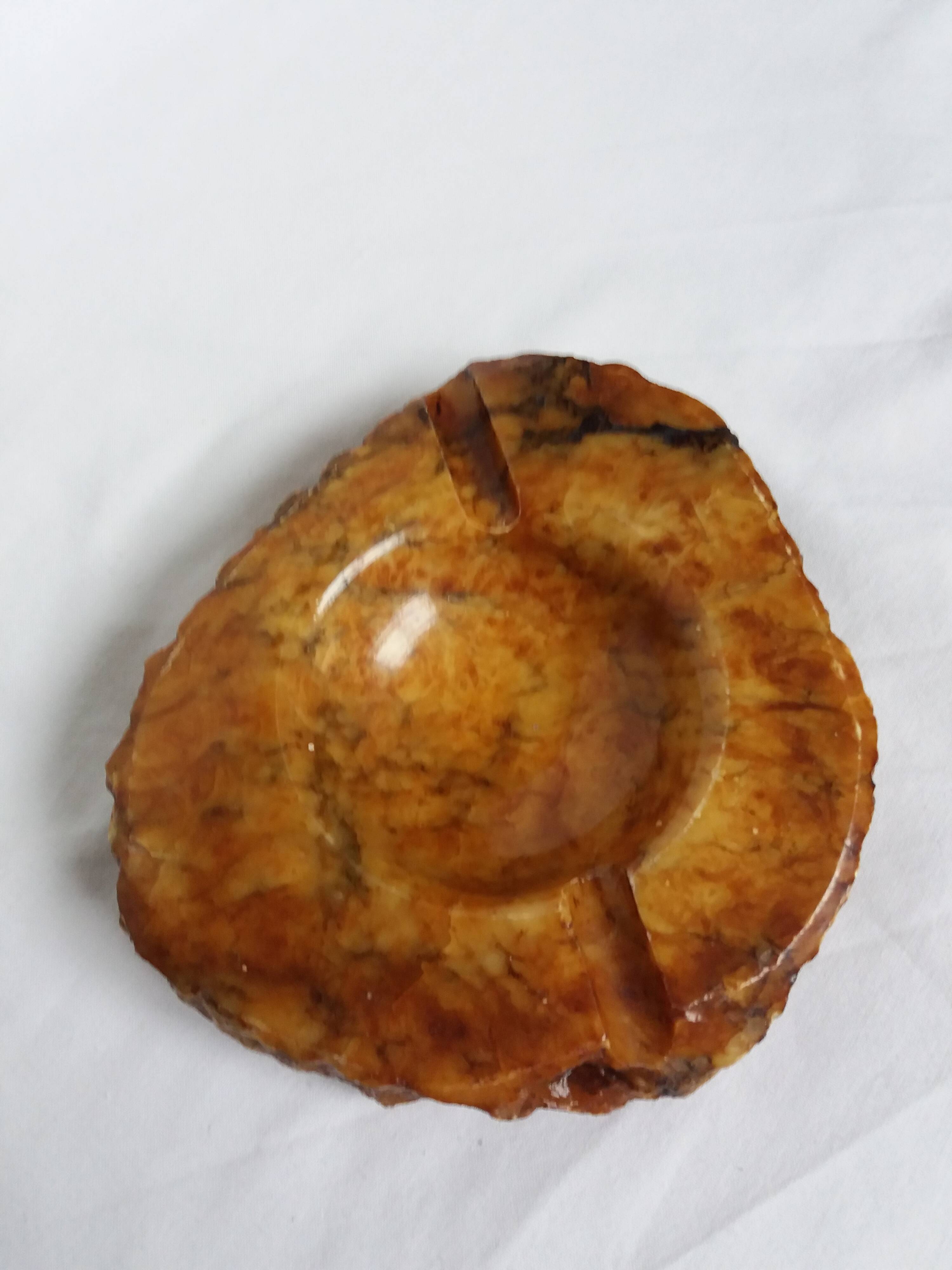 Caramel ocher alabaster ashtray Romano Bianchi Italy