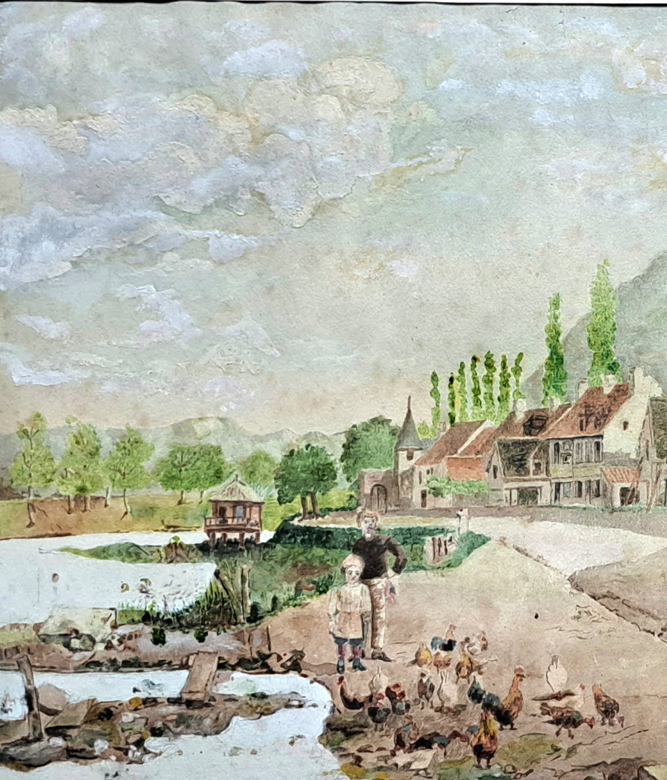 Tableau impressionniste - Aquarelle et gouache - École française vers 1900