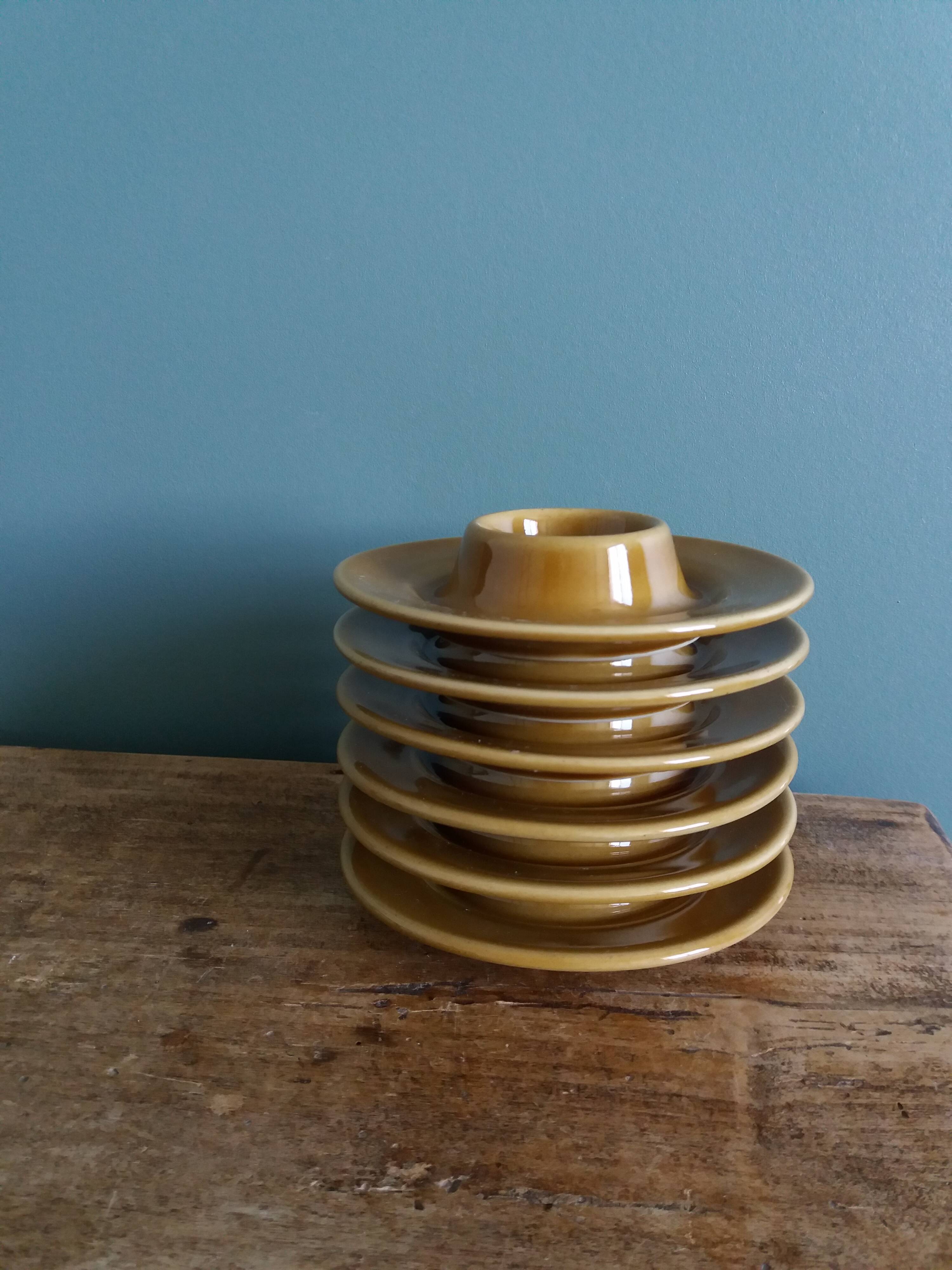 Tulowice egg cups, Poland, caramel and mustard glaze