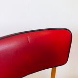 Set of 4 vintage chairs in oak and skai 1970