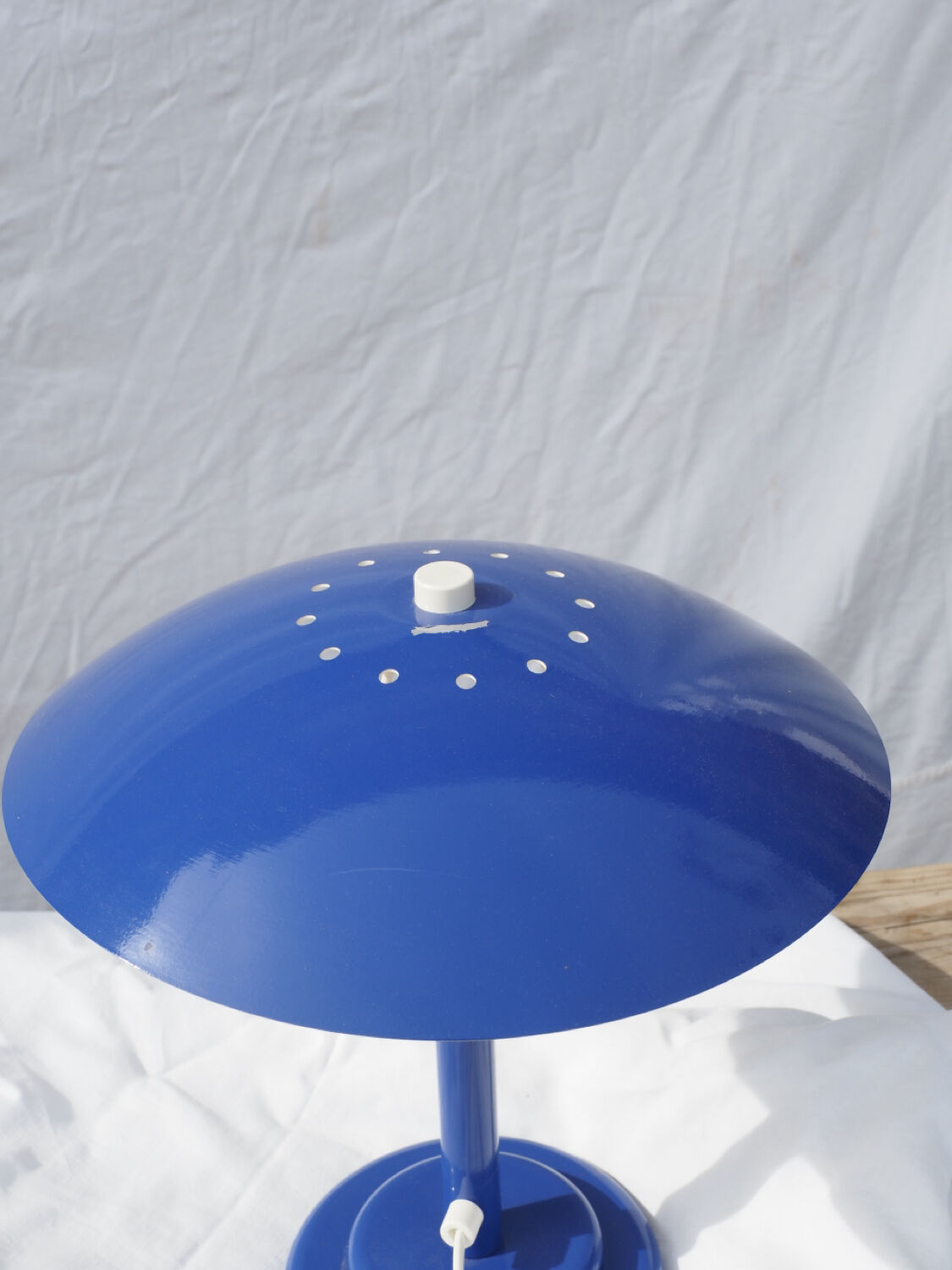 Blue table lamp Aluminor 1960-70