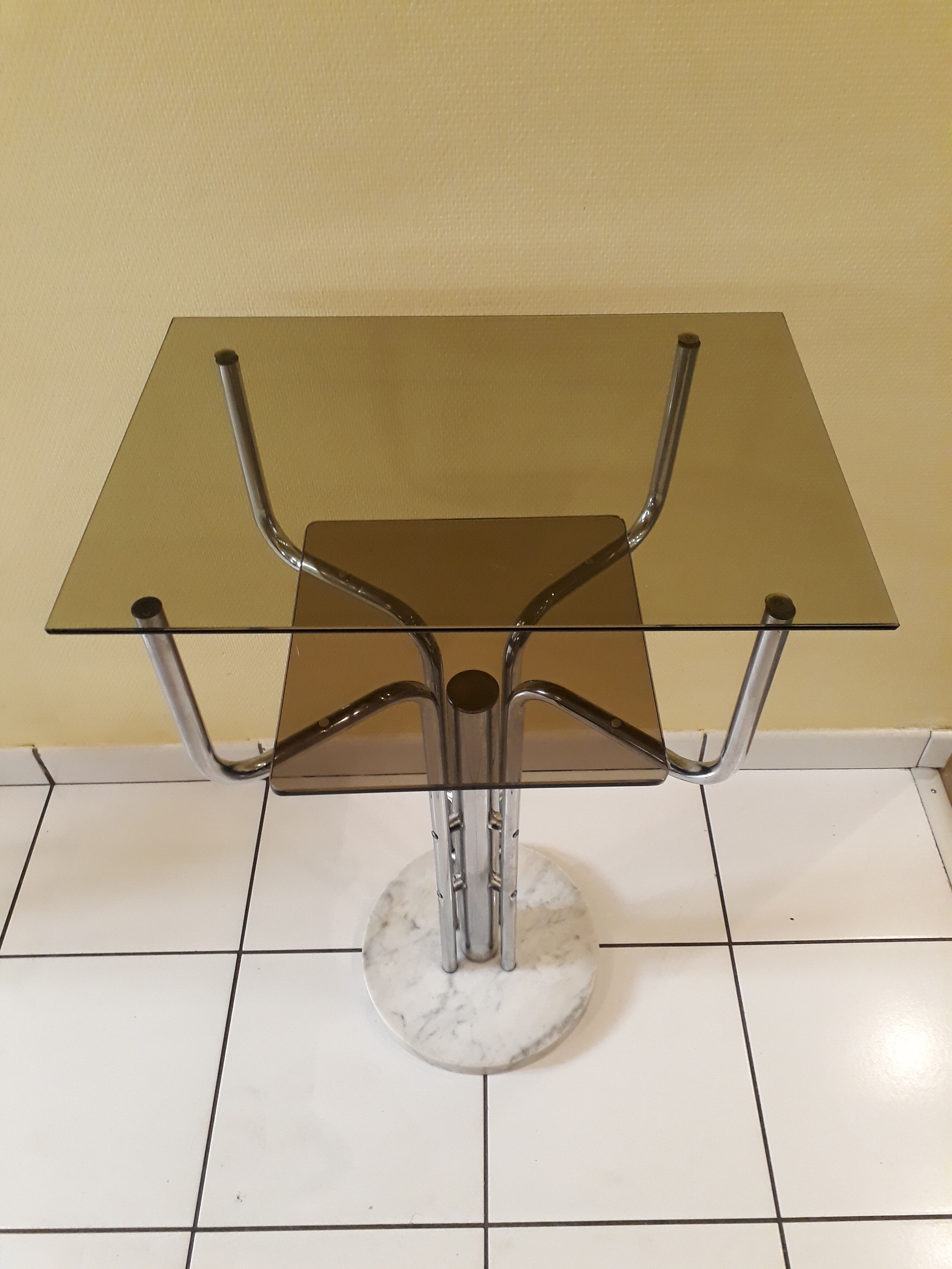 Vintage console 70/80 chrome marble glass