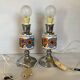 Pair of lamps style Acapulco ceramic and chromed metal