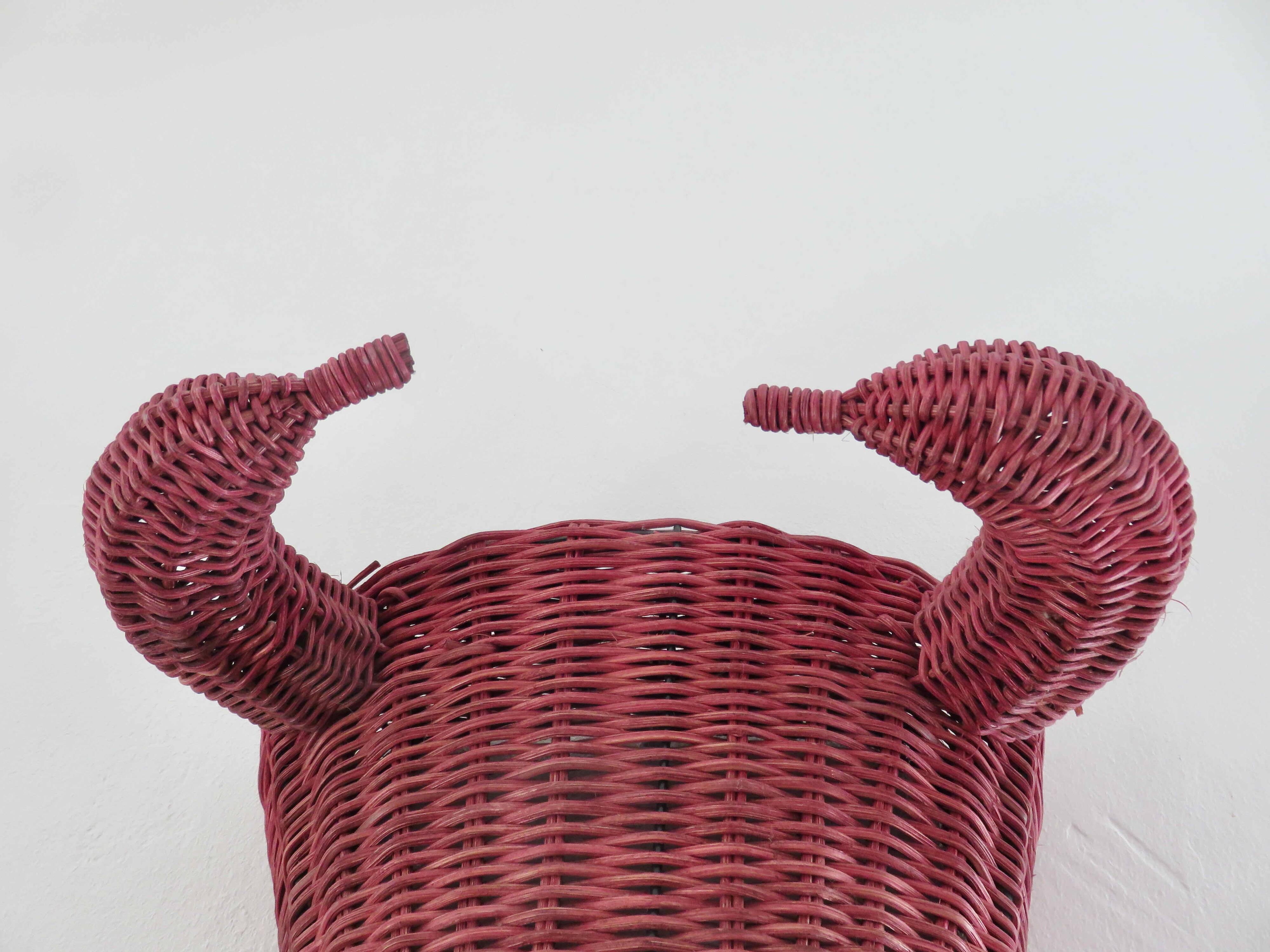 Bull head, minotaur in rattan 60s 70s