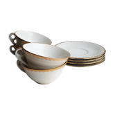 Series of 4 cups and saucers in white porcelain