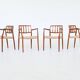 Niels Otto Moller model 66 armchairs teak and paper cord Denmark 1974