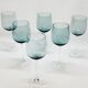 6 Large Wine or Water Balloon Glasses in Petrol Blue Color Blown Glass