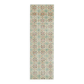 1970s vintage Turkish Oushak handmade wool cotton beige runner rug 85x270