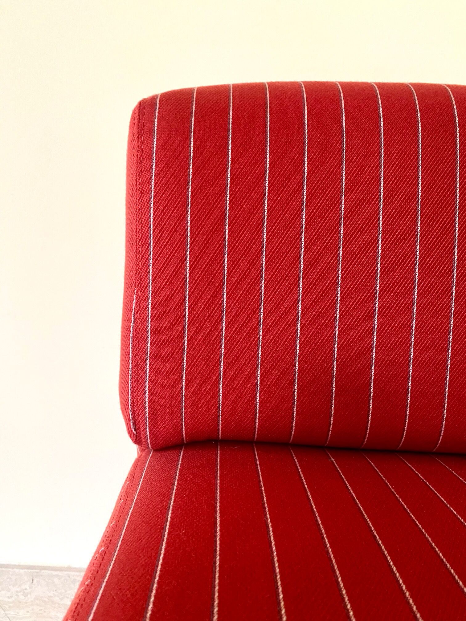 Pair of red striped armchairs from the 1980s