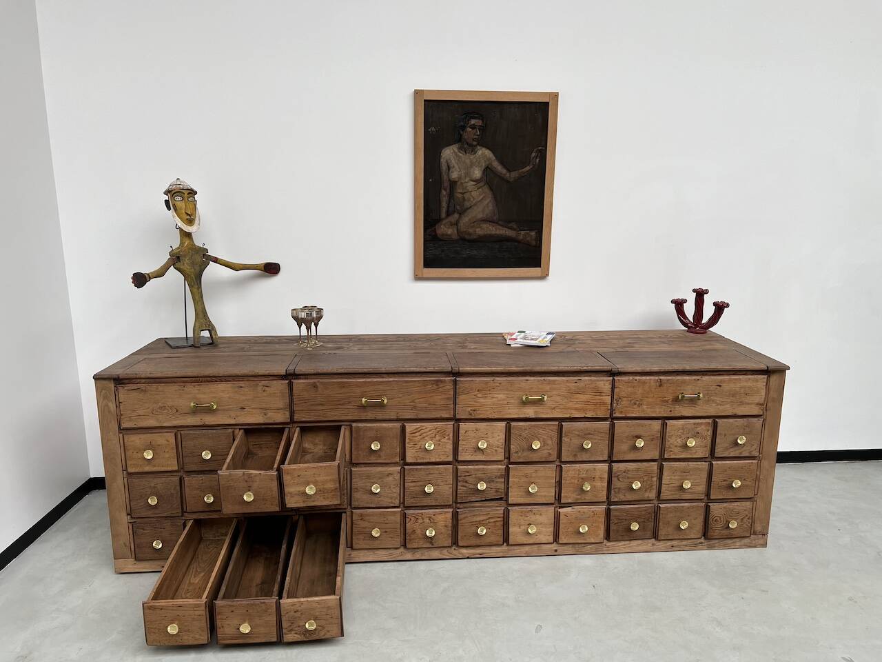 Old trade furniture with oak drawers XL format