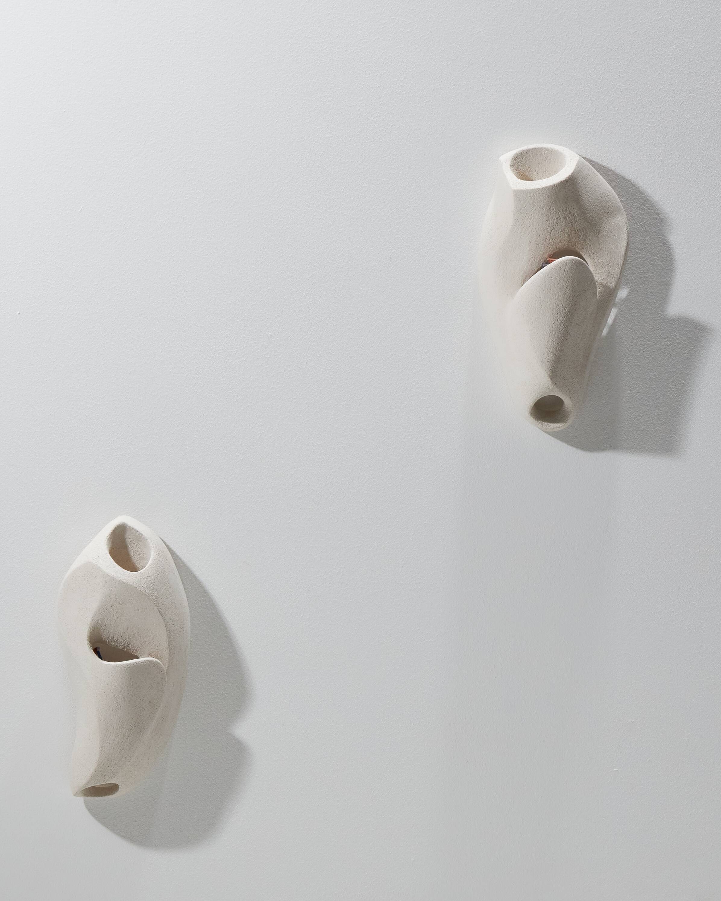 Coral 2 white stoneware wall light