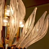 Venini's floral chandelier, murano glass leaves, Italy, 1970
