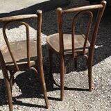 Pair of curved wood bistro chairs