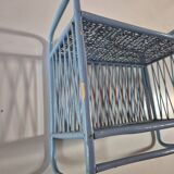 etagere en rotin vintage bleue  largeur 35cm hauteur 34cm profondeur18cm