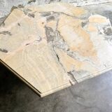 Vintage hexagonal pink and grey marble coffee table, 1980s