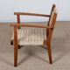 Armchair in solid oak and rope, 20th-century work.